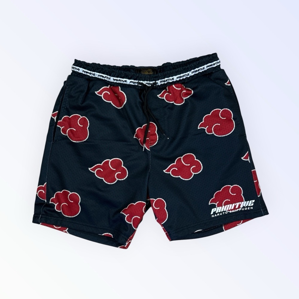 Primitive x Naruto Shippuden Akatsuki Black Mesh Shorts MEDIUM
